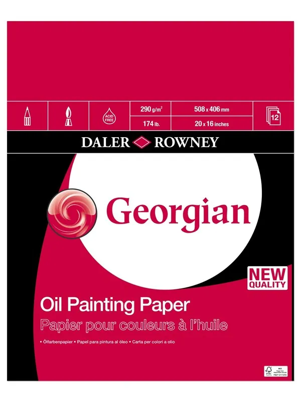 Daler-Rowney Georgian Oil Paper Pads 12 Sheets 290G 20x16"