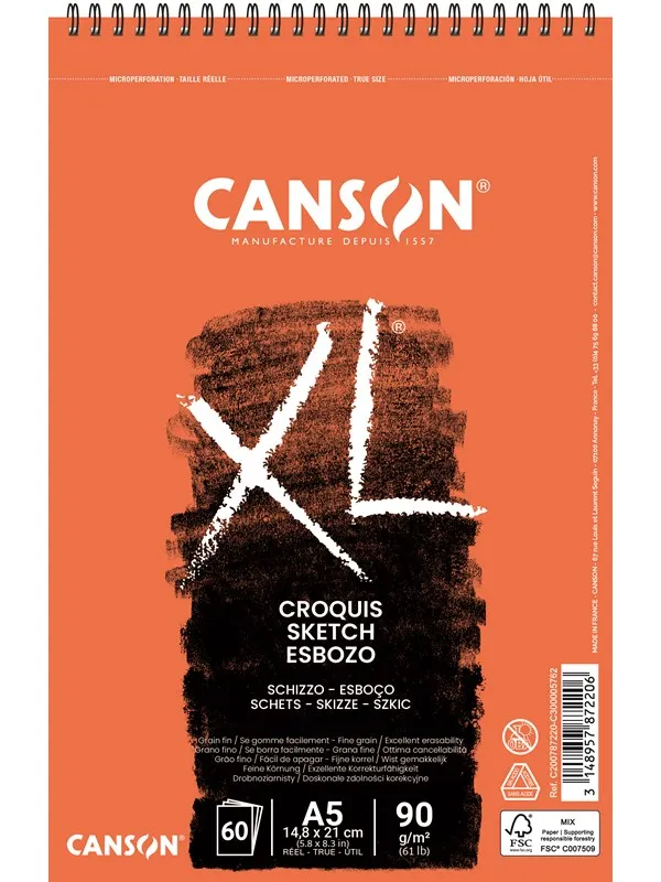 Canson XL Croquis FG A5 90G Spiral 60 SH