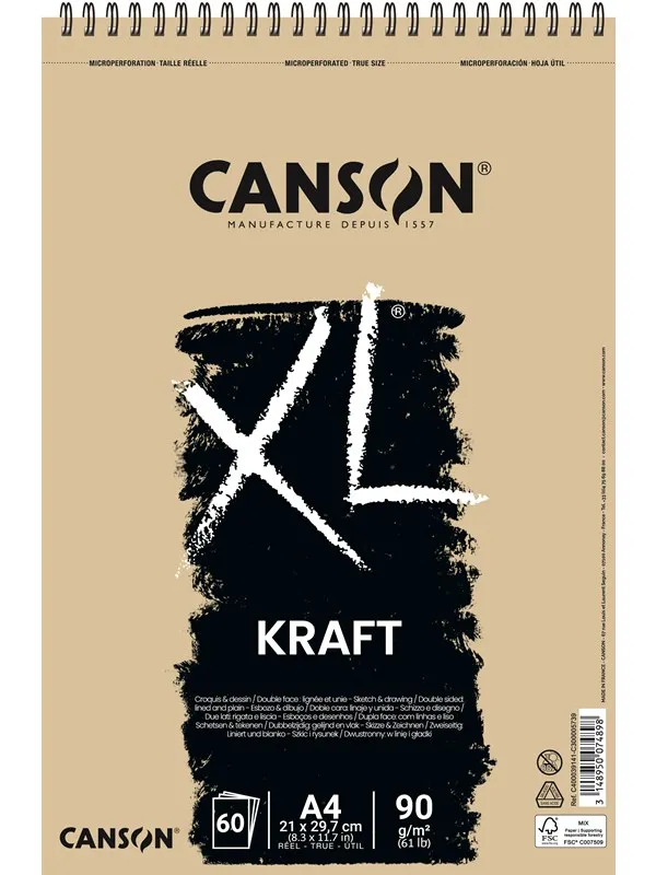 Canson XL Kraft LD A4 90G Spiral 60 SH