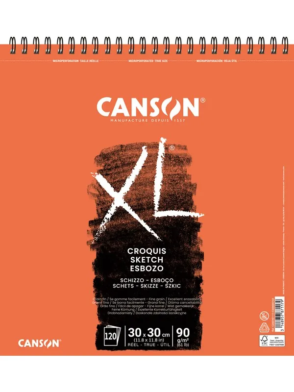 Canson XL Croquis FG 30x30 cm 90G Spiral 120 SH