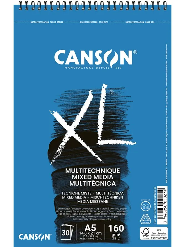Canson XL Mixed Media Spiral A5 160G 30 SH