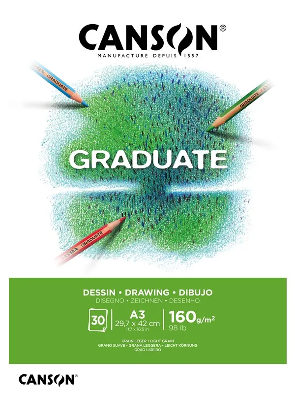 Canson Graduate White Drawing Pad A3 160G 30 SH