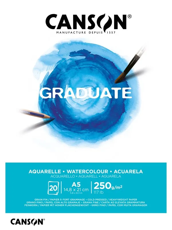 Canson Graduate Watercolour Pad A5 250G 20 SH