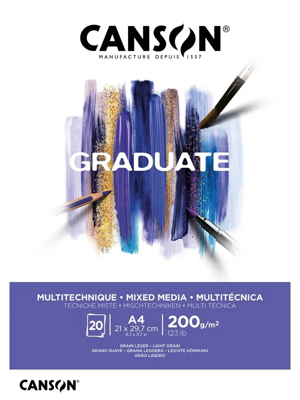 Canson Graduate Mixed Media Pad A4 200G 20 SH