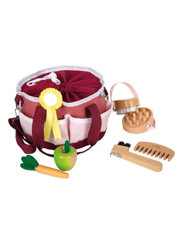 Small Foot - Horse Grooming Kit with Bag Red