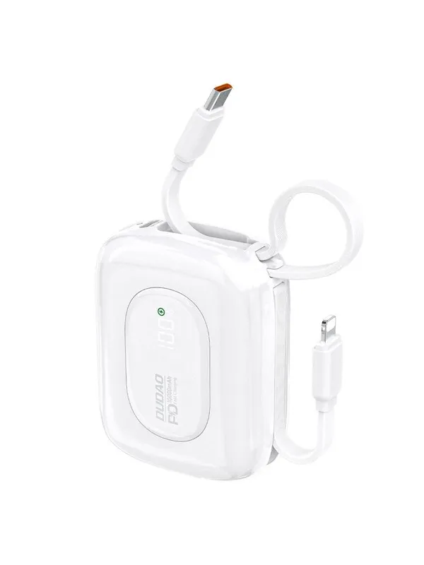 Dudao K32 22.5W 10000 mAh Powerbank with Built-in USB-C/ Lightning Cable - White Nødlader - Hvit - 10000 mAh