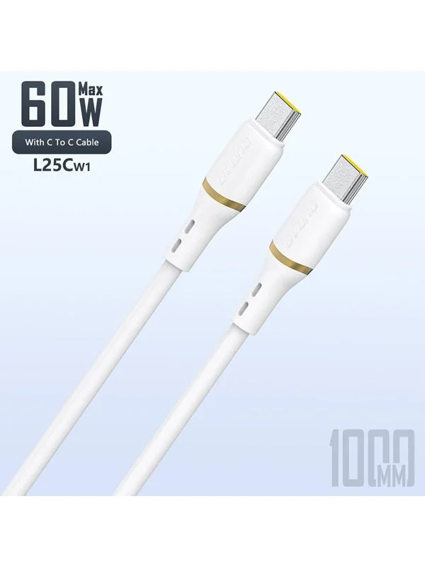 Dudao L25C USB-C - USB-C Silicone Cable 60W 1m - White