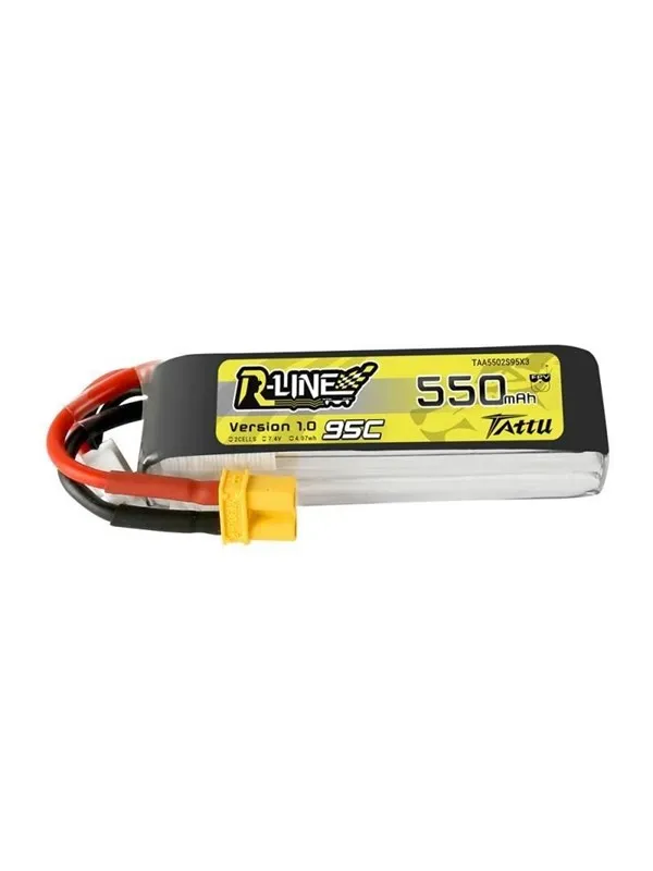 Gens ace &Tattu - 550 mAh 7.4 V 95C 2S1P XT30 Battery R-Line