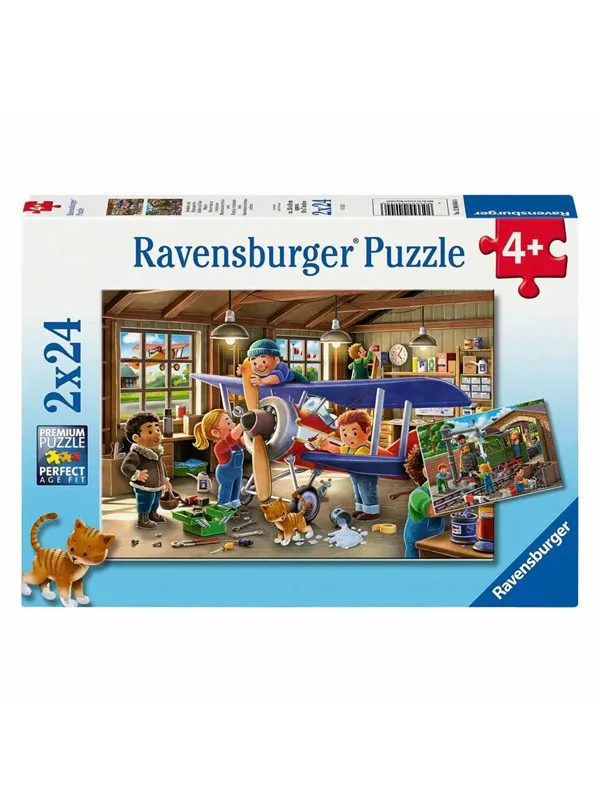 Ravensburger Jigsaw Puzzle Airplane and Train Repair 2x24 pcs.