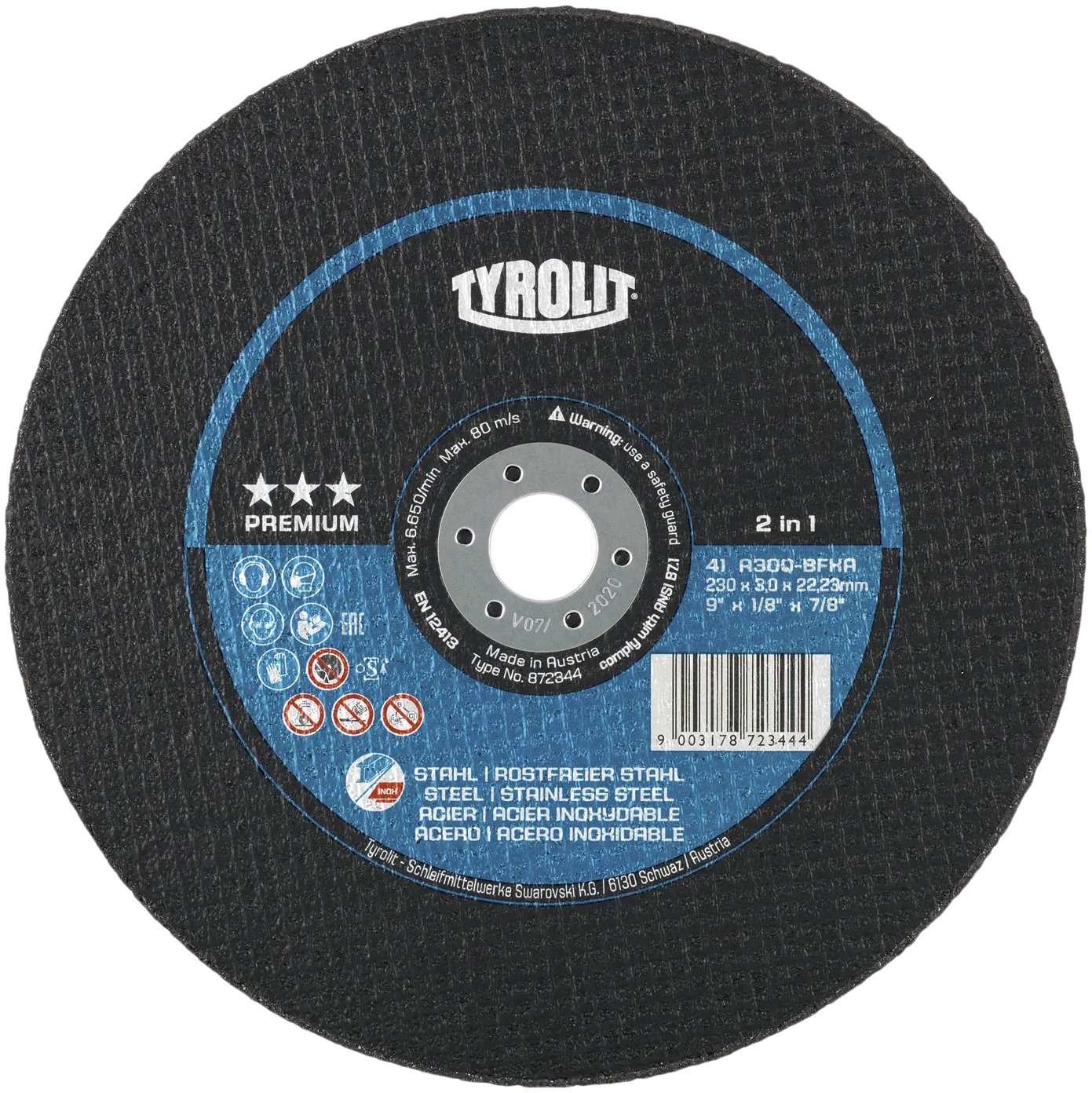Kappeskive Premium 42F ø230×2,5 A30Q-BFXA