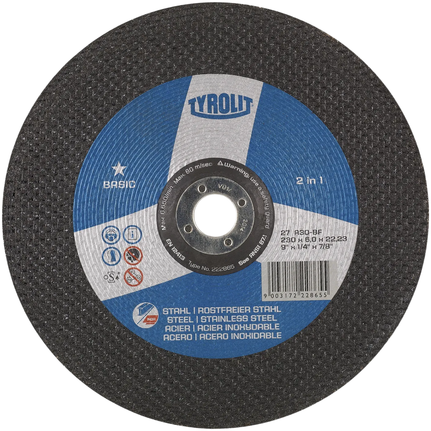 Skrubbskive Basic 27C ø230×8 A30Q-BF