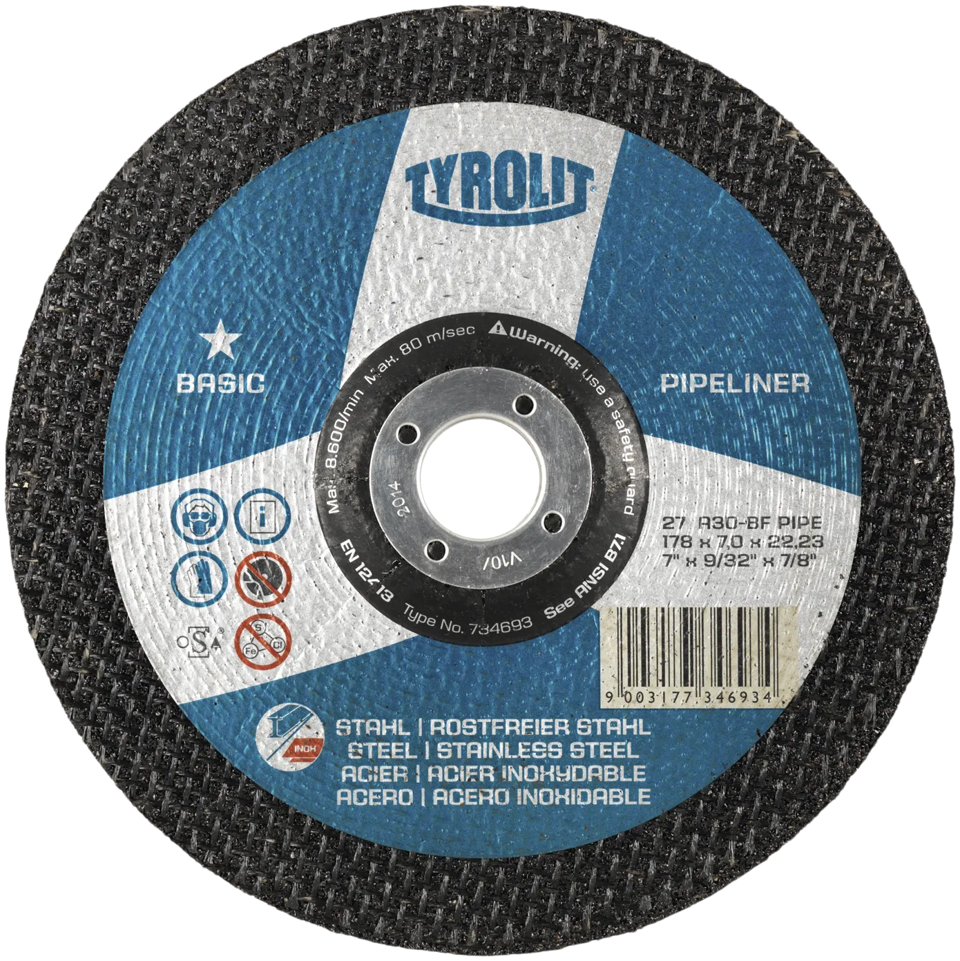 Skrubbskive Basic 27C ø178×7 A30T-BFPIPE
