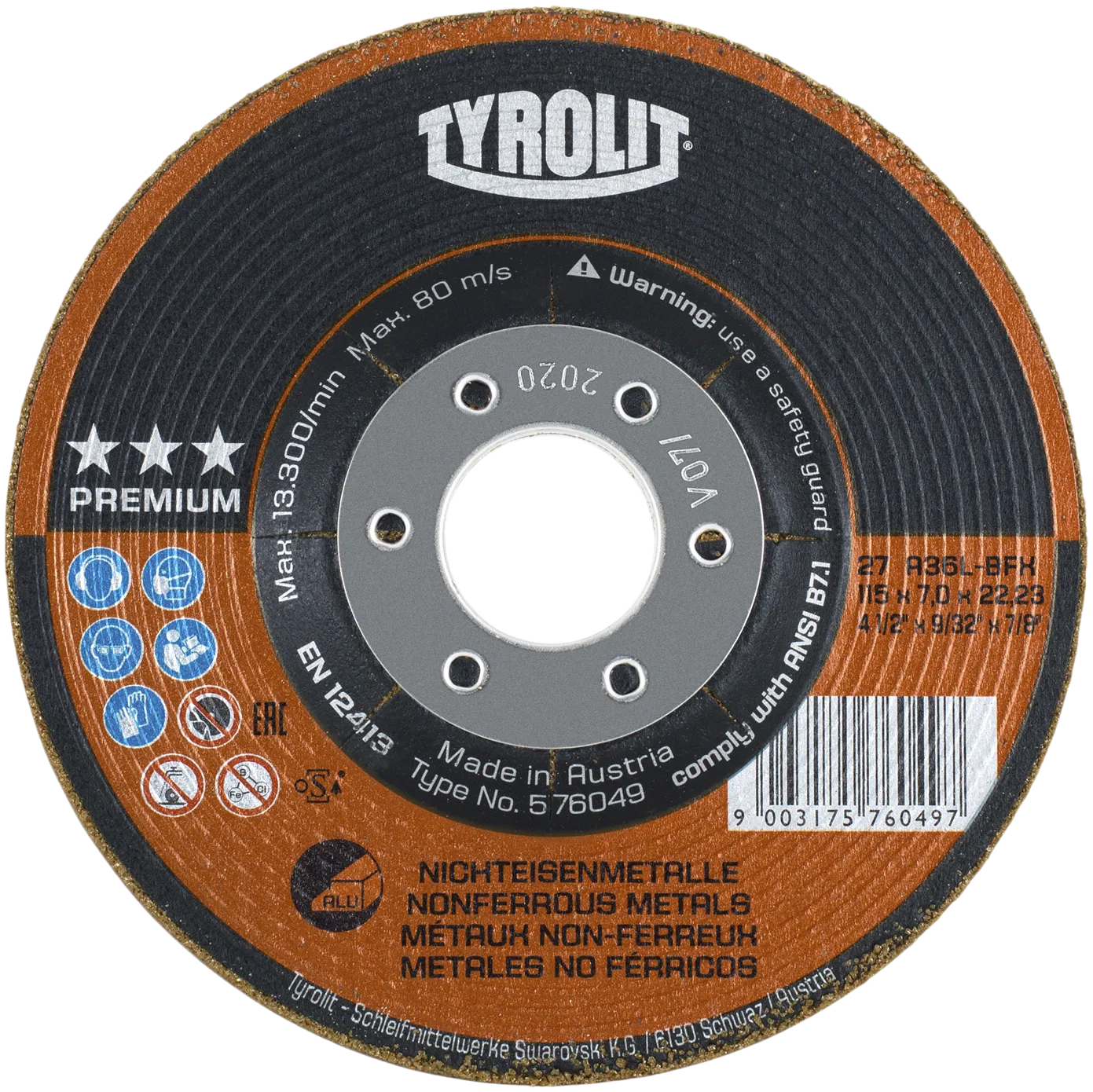 Skrubbskive Premium 27E ø115×4 A36N-BFX