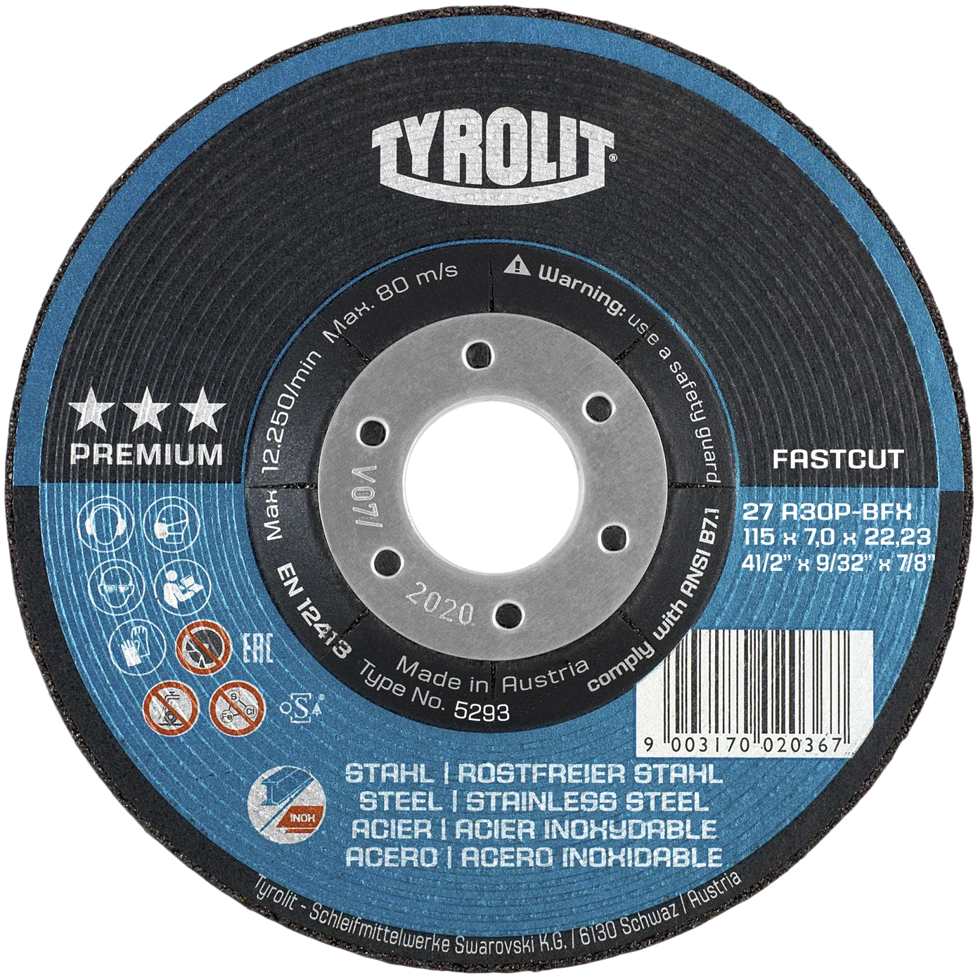 Skrubbskive Premium 27E ø115×7 A30P-BFX