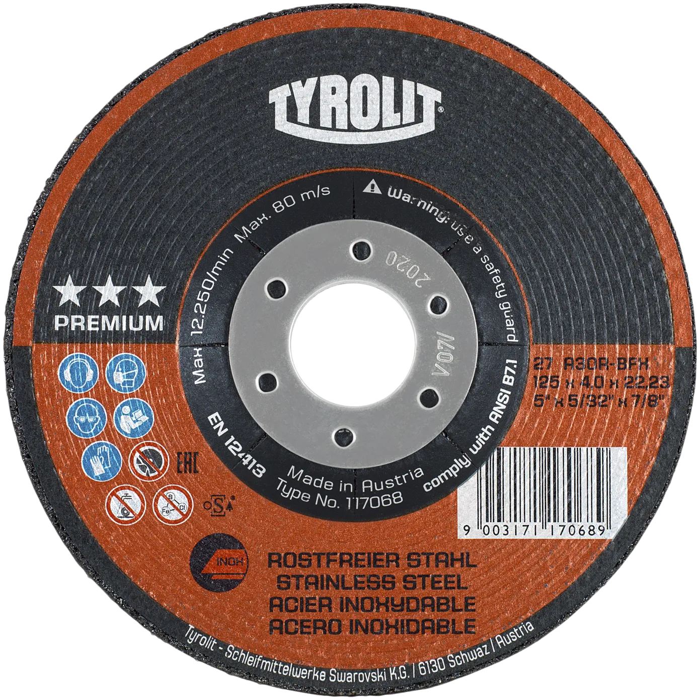 Skrubbskive Premium 27E ø115×4 A30R-BFX
