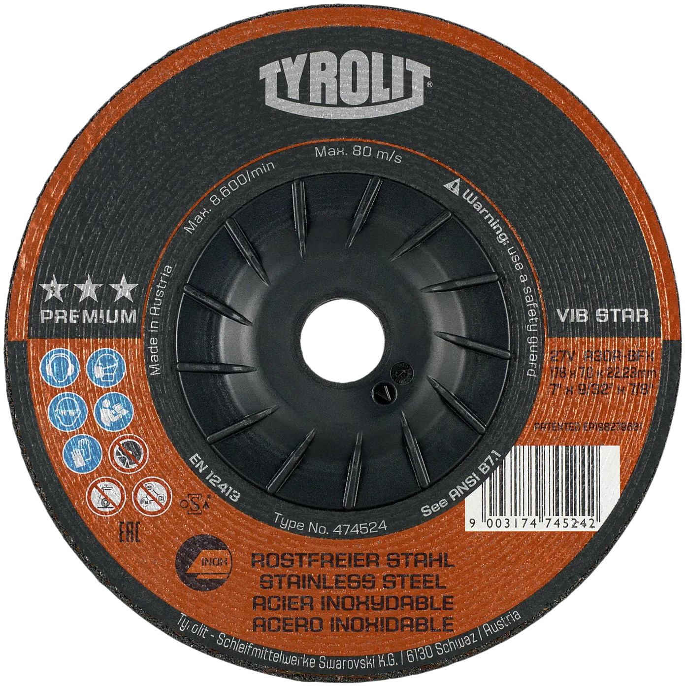Slipeskive Premium 27EV ø178×7 A30R-BFX