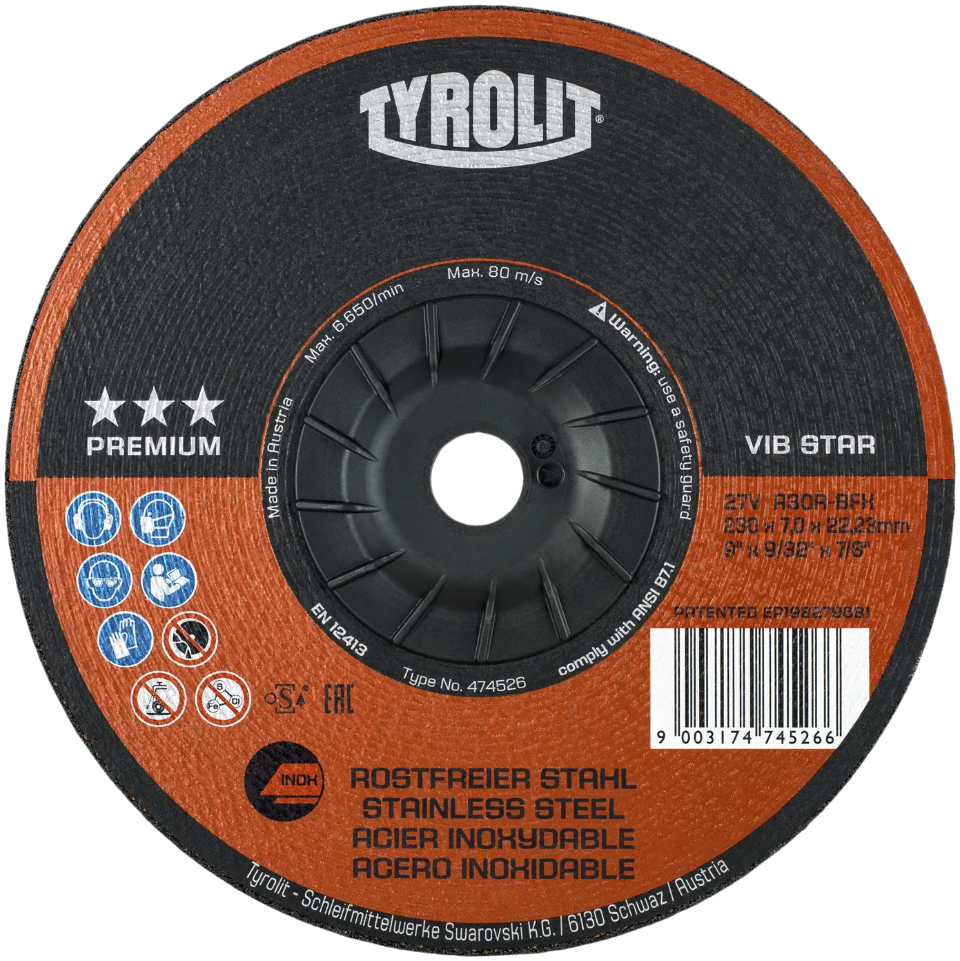 Skrubbskive Premium 27EV ø230×7 A30R-BFX