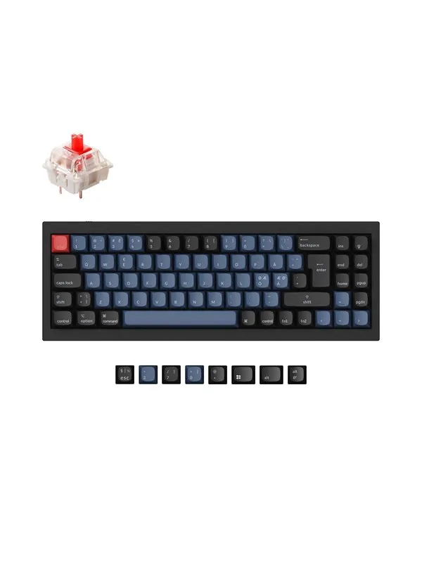 Keychron Q7 - keyboard - QMK custom mechanical fully assembled - 70% - QWERTY - Nordic - carbon black Input Device - Tastatur - Nordisk - Blå