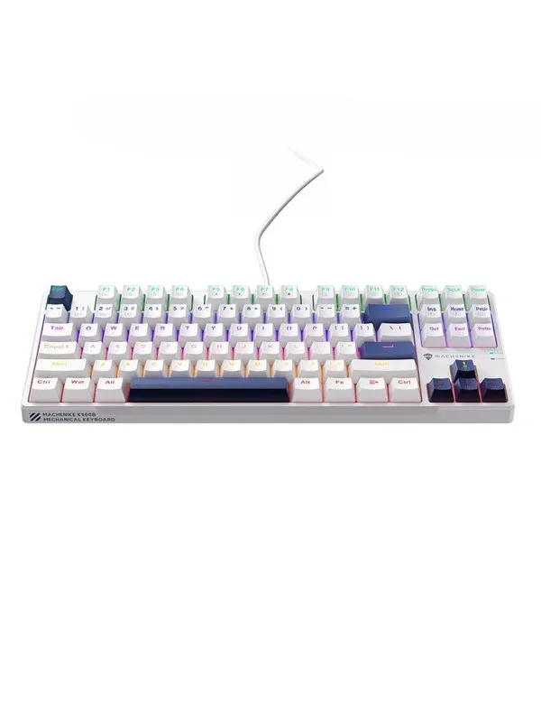 Machenike K500B-B87 Wired Mechanical Backlit Gaming Keyboard Red Switch - White - Hvit