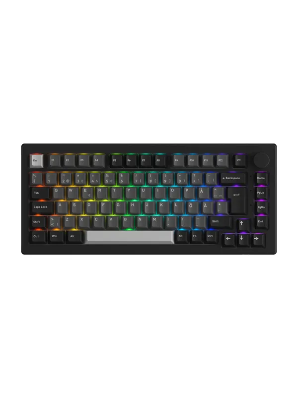 Akkogear 5075B Plus-S - Black&Silver - Akko Rosewood - Gamingtastatur - Uten numpad - Universal - Svart