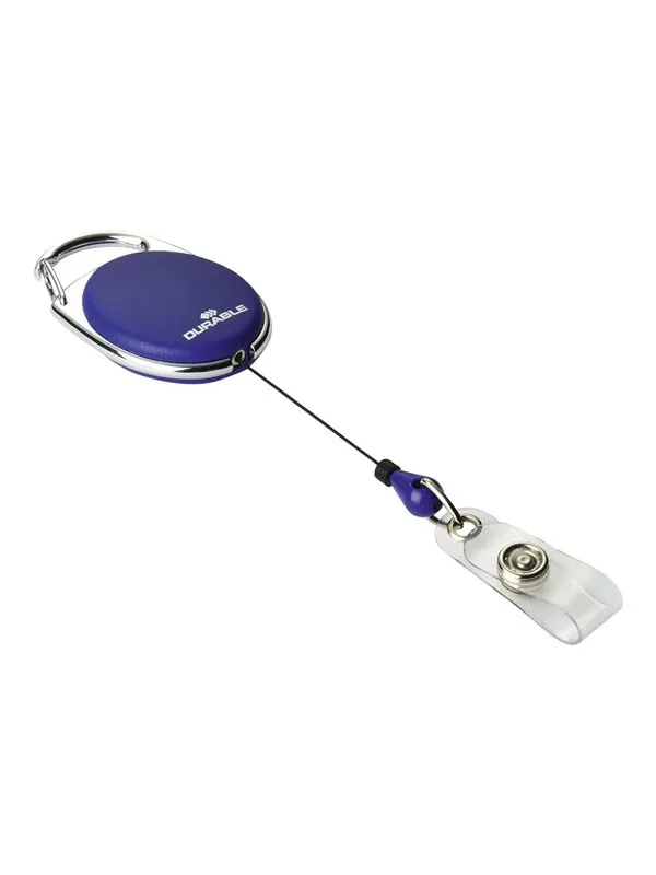 DURABLE Uttrekkbar jojo i oval form med trykknappfeste for navneskilt, passholdere osv.