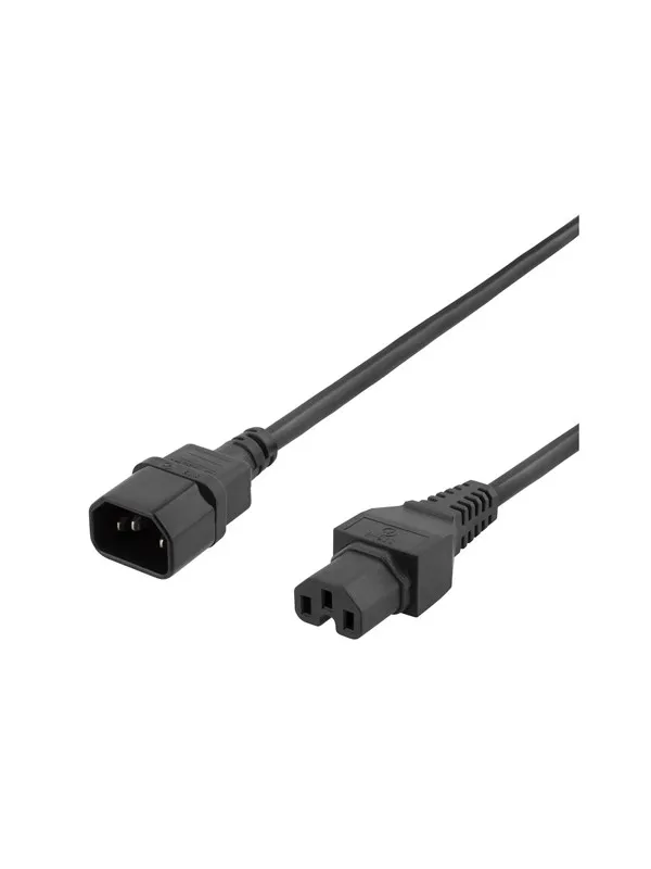 Deltaco - power extension cable - IEC 60320 C15 to IEC 60320 C14 - 50 cm