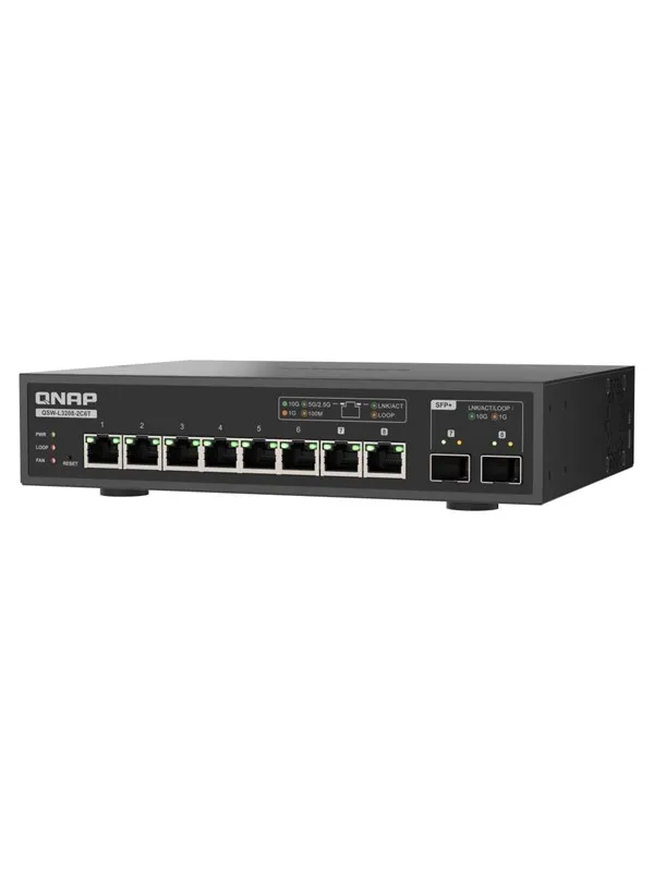 QNAP QSW-L3208-2C6T 8-Port 10GbE Switch (6x 10GbE RJ45 - 2x SFP+/RJ45 Combo)