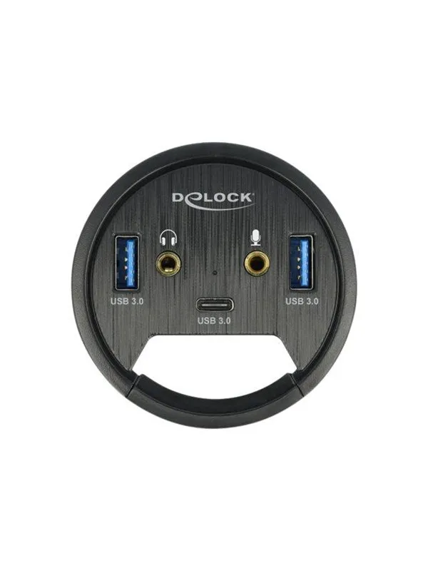 DeLOCK In-Desk Hub USB-hub - 3 porter - Svart