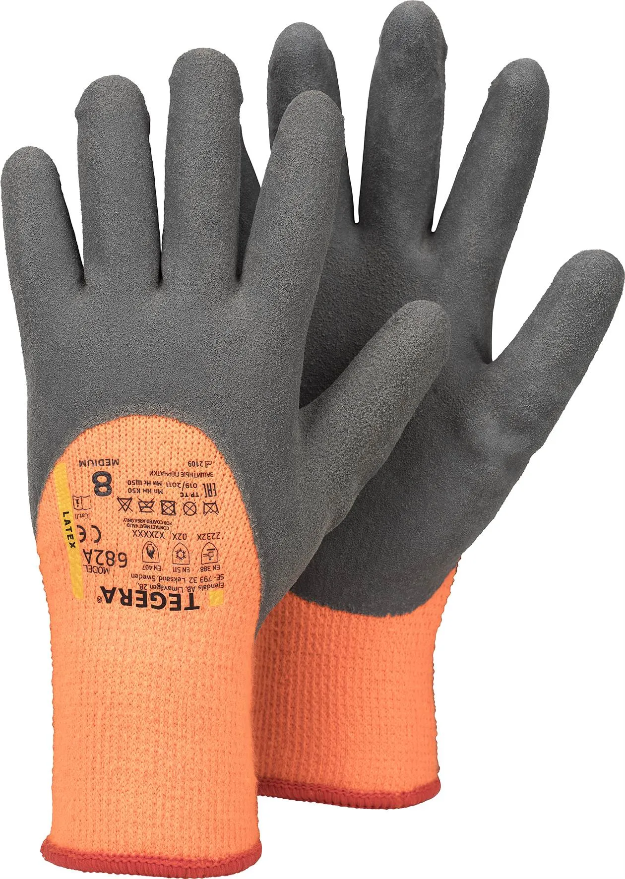 Tegera arbeidshanske latex 3/4-dyppet 682A Str. 9