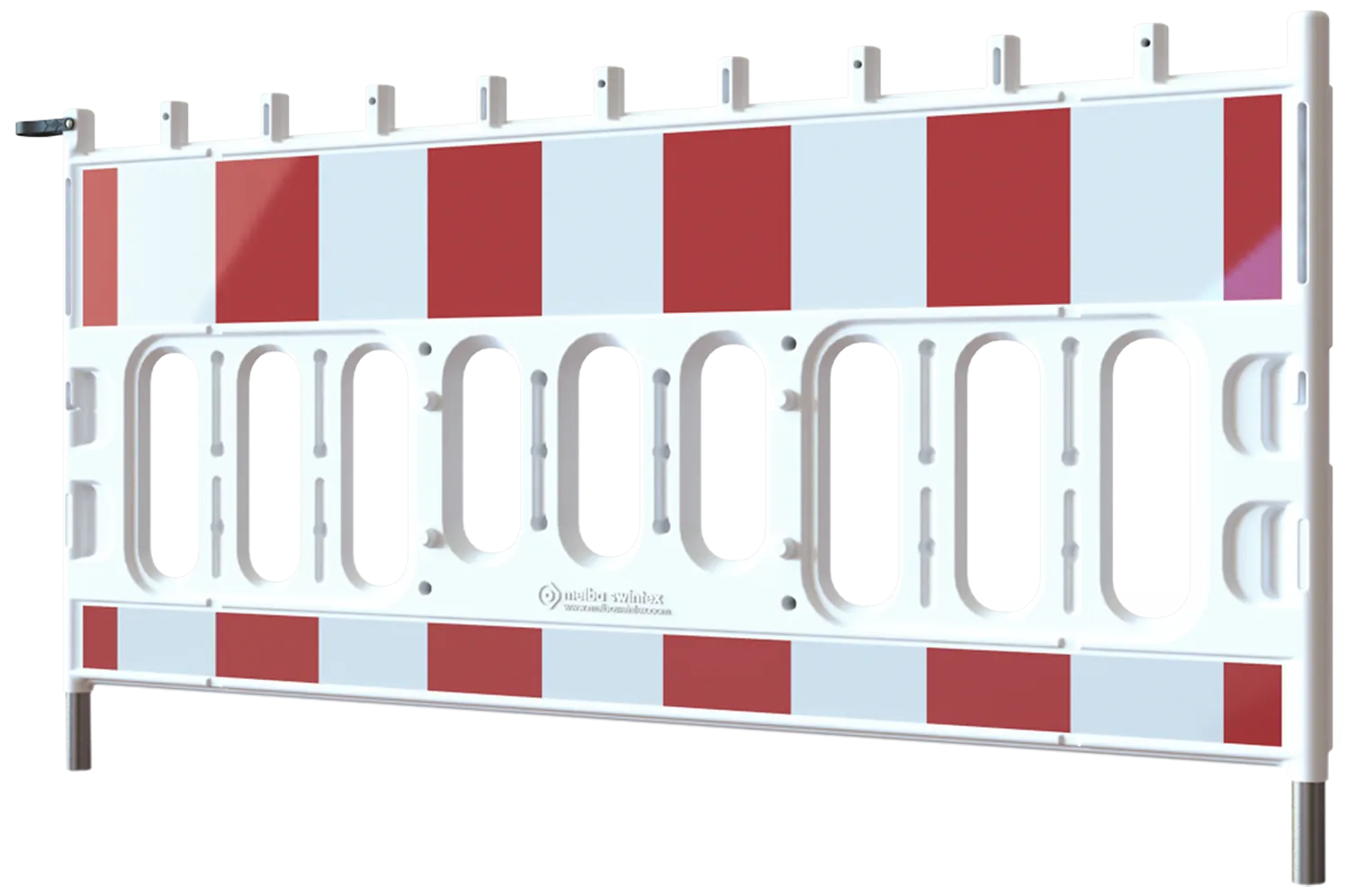 Danbom II sperrebom stålforsterket plast rød/hvit 1×2m