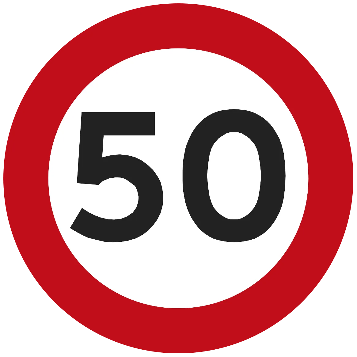 Vejskilt C55 70cm rund 2mm '50 km'