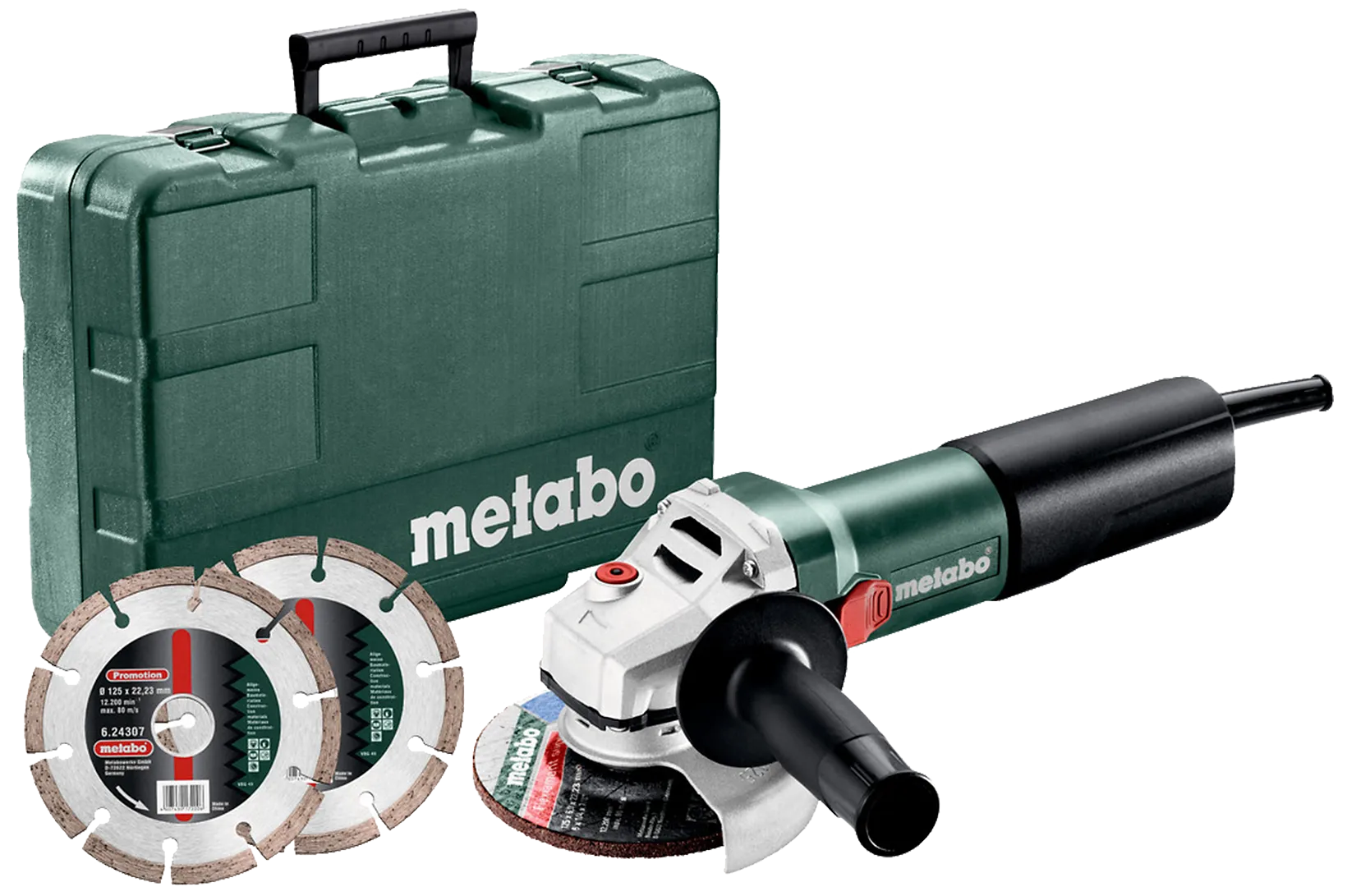 Vinkelsliper 125mm 1400W WEQ1400-125 med 2×diamantskive