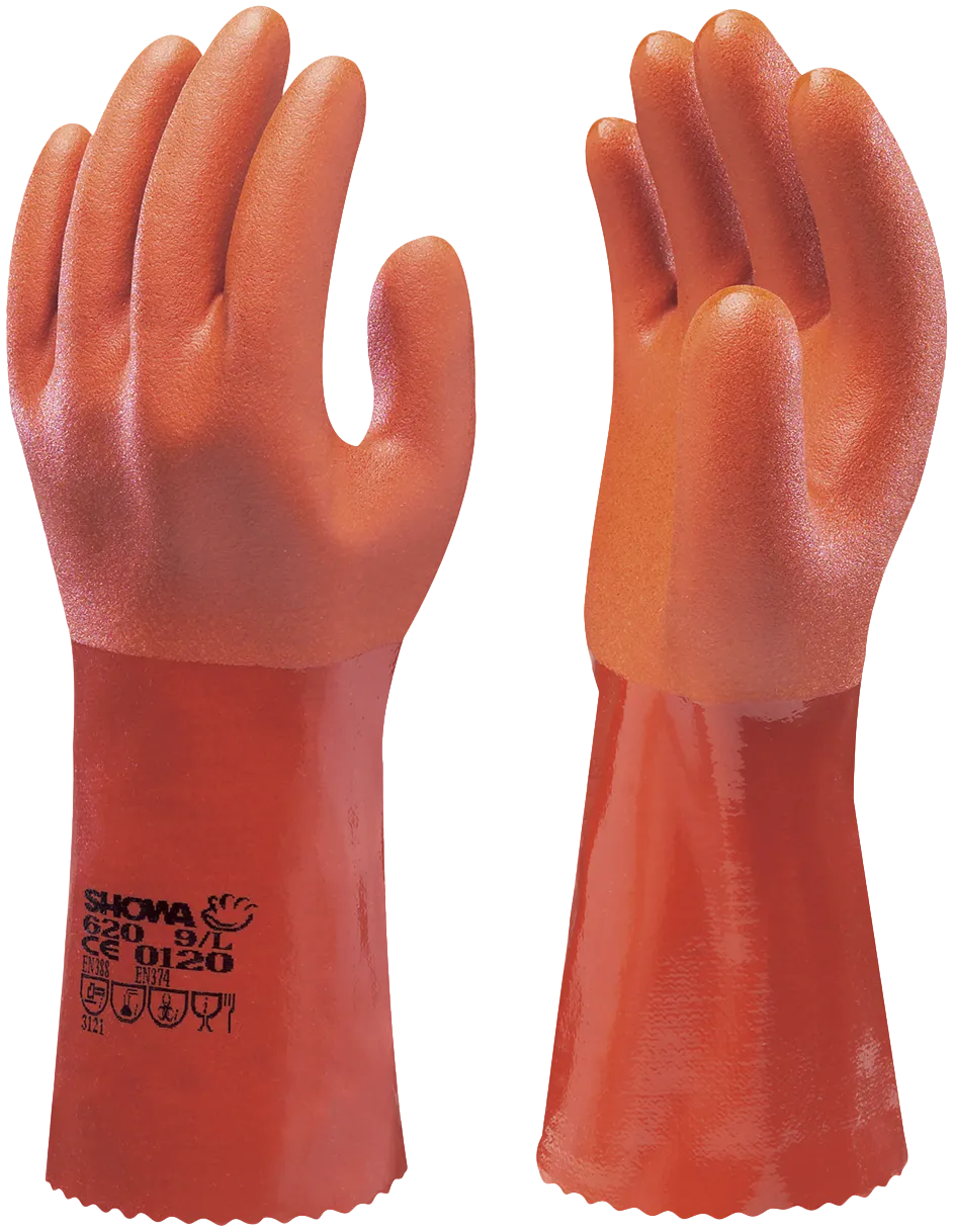 Showa PVC-hanske oransje heldyppet 620-9