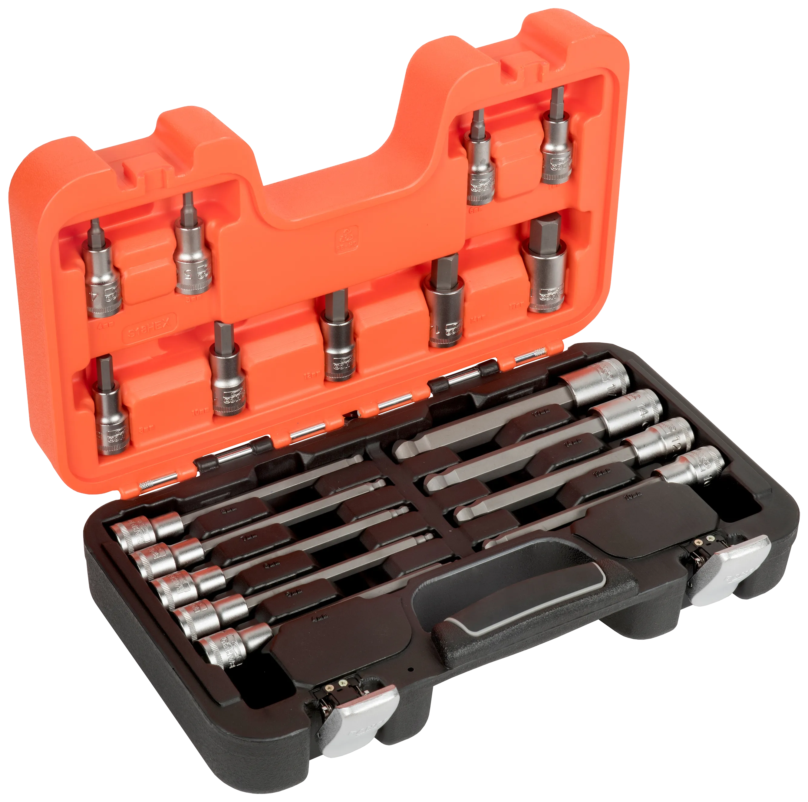 Innvendig sekskant-toppsett 1/2" 4kt, 18 lange+korte piper 4-17mm