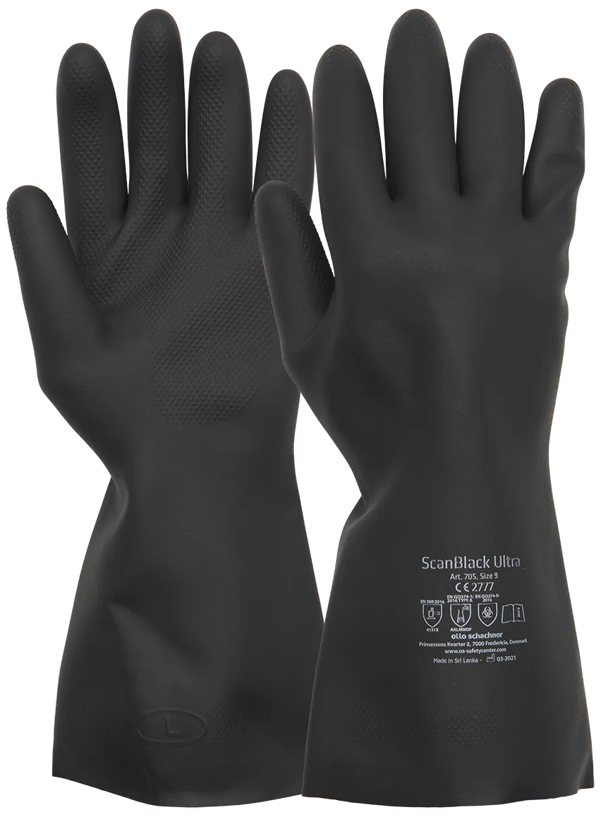ScanblackUltra gummihanske 30cm svart latex 705-09