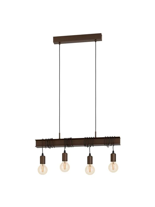 EGLO TOWNSHEND 4 long table pendant with 4 sockets E27 antique brown