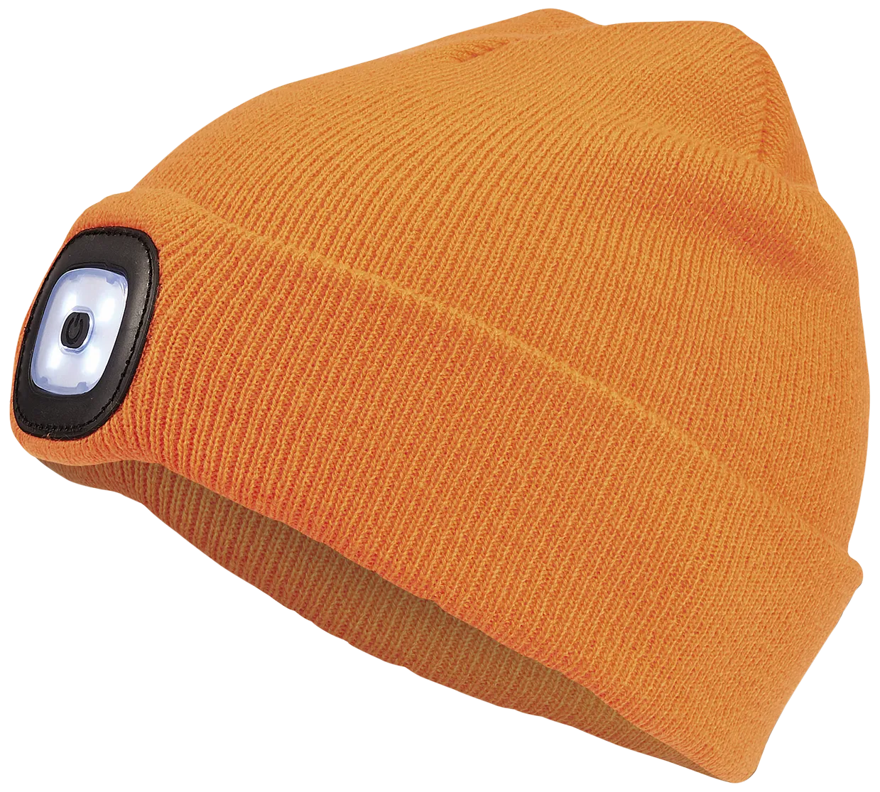 Strikkelue med LED-pannelampe, one-size, høy synlighet oransje