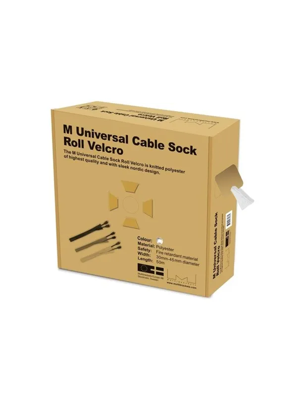Multibrackets M Cable Sock Roll Velcro White 50m-L