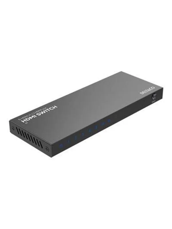 Deltaco - video/audio switch - 5 inputs to 1 output 8K@60Hz with remote - 6 ports