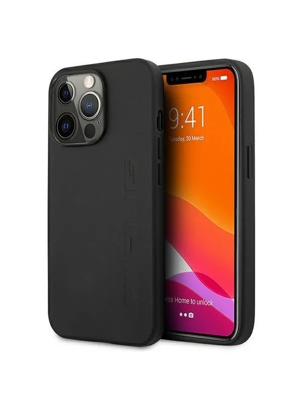 Mercedes AMG Leather Hot Stamped Case for iPhone 13 Pro / 13 6.1" - Black