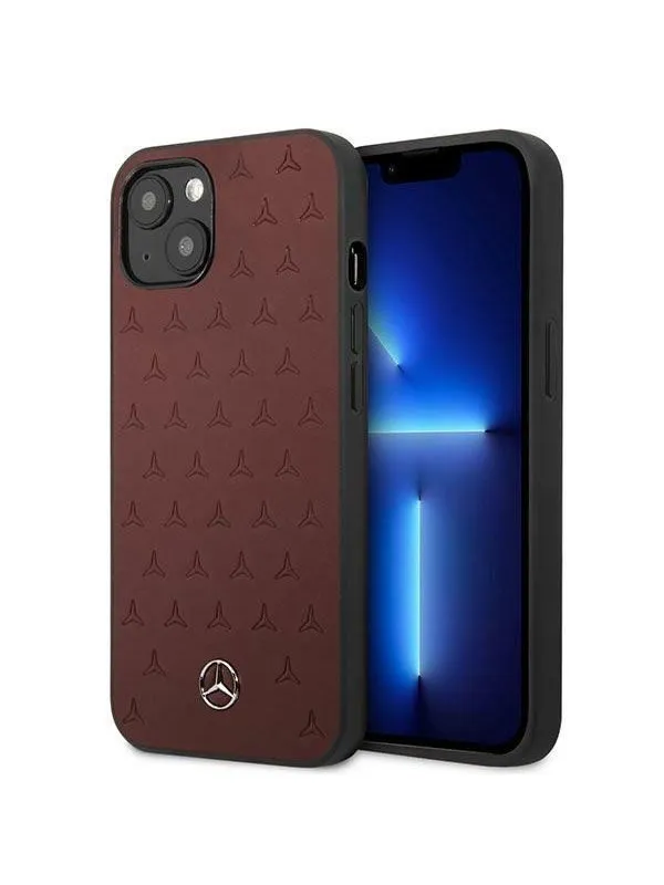 Mercedes Leather Stars Pattern Case for iPhone 13 mini - Red
