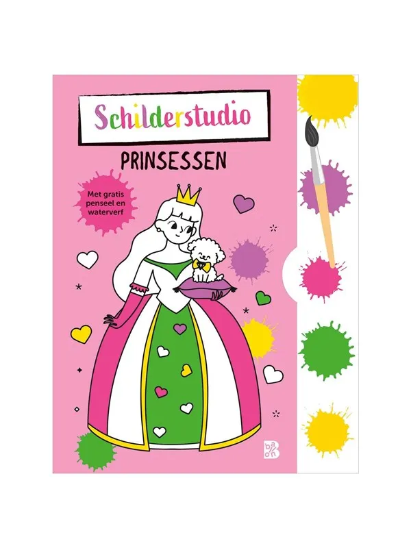 Coloring Book with Paint Palette and Brush Princesses