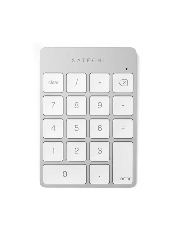 Satechi Slim Wireless Keypad - Compact Bluetooth Keyboard with Long-Lasting Battery and Aluminum Finish - Numpad - Sølv