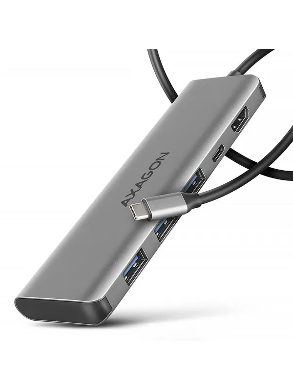 AXAGON SuperSpeed USB-C Hub USB-hub - USB 3.1 - 5 porter - Sølv