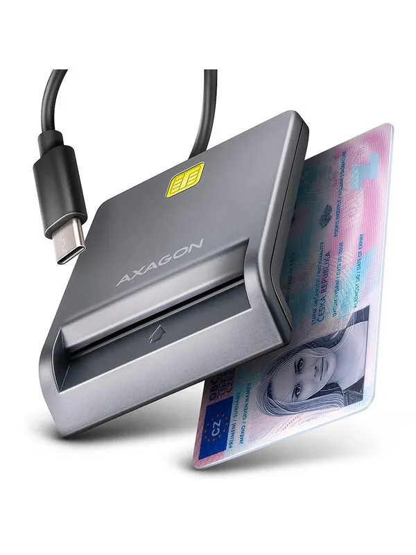 AXAGON USB-C Smart Card / ID Card FlatReader