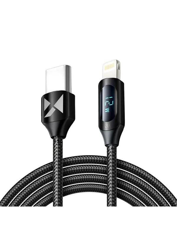 Wozinsky WUCLC2 Lightning - USB-C 36W 480Mb/s cable 2m with display - black