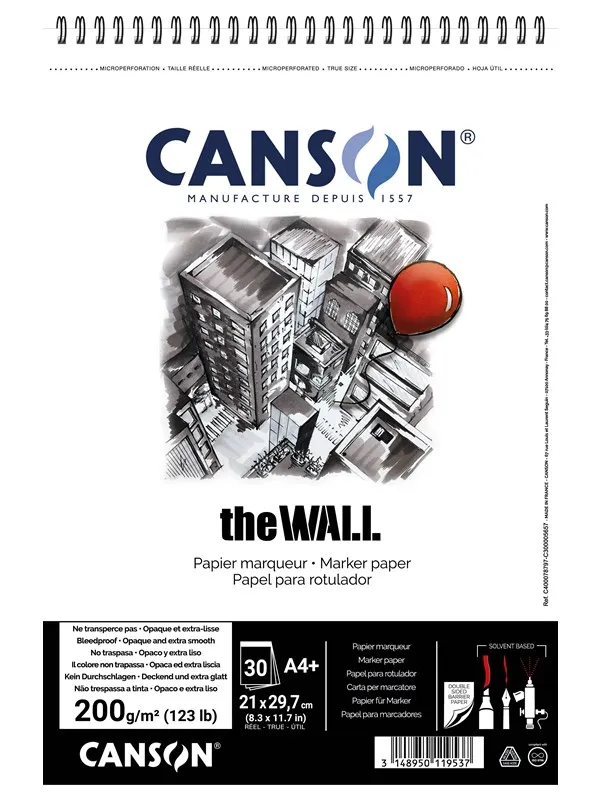 Canson The Wall A4+ 220G Spiral Pad 30 SH