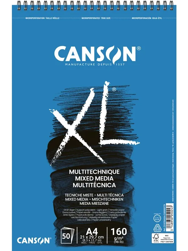Canson XL Mixed Media Spiral A4 160G 50 SH