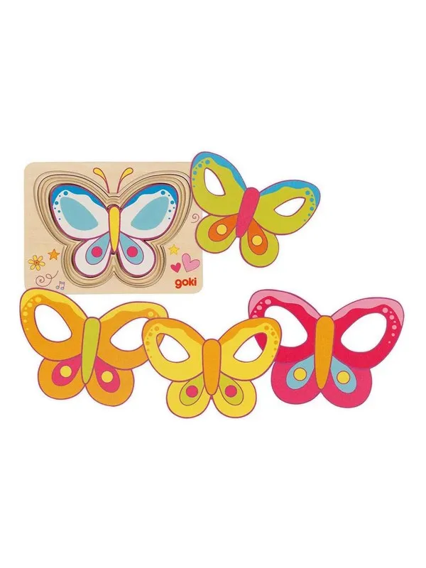 Goki Wooden Layered Puzzle Butterfly 5 pcs. Tre