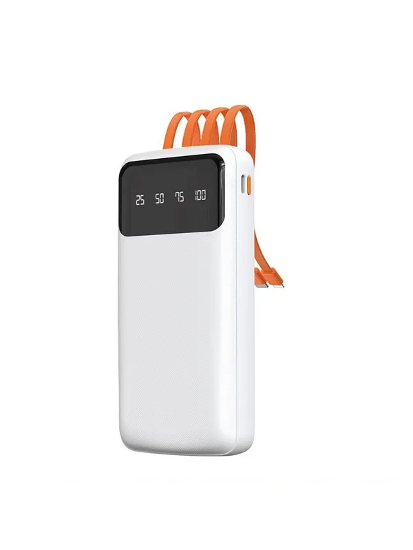 Dudao K6Pro Universal 10000mAh Power Bank with USB Cable USB Type C Lightning white (K6Pro-white) Nødlader - Hvit - 10000 mAh